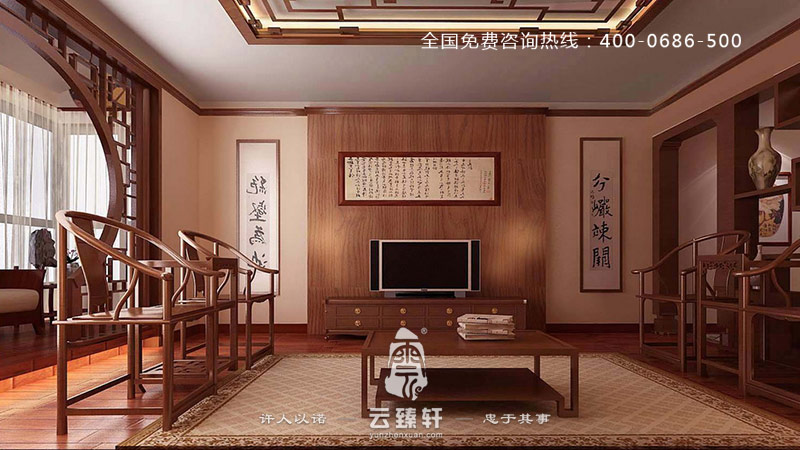 左右對(duì)稱(chēng)的古典中式客廳裝修效果圖