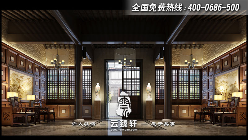 新中式會所門廳設(shè)計(jì)效果圖
